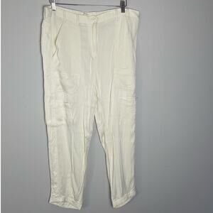 Anthropologie Portside Satin Utility‎ Pants Ivory Maeve
